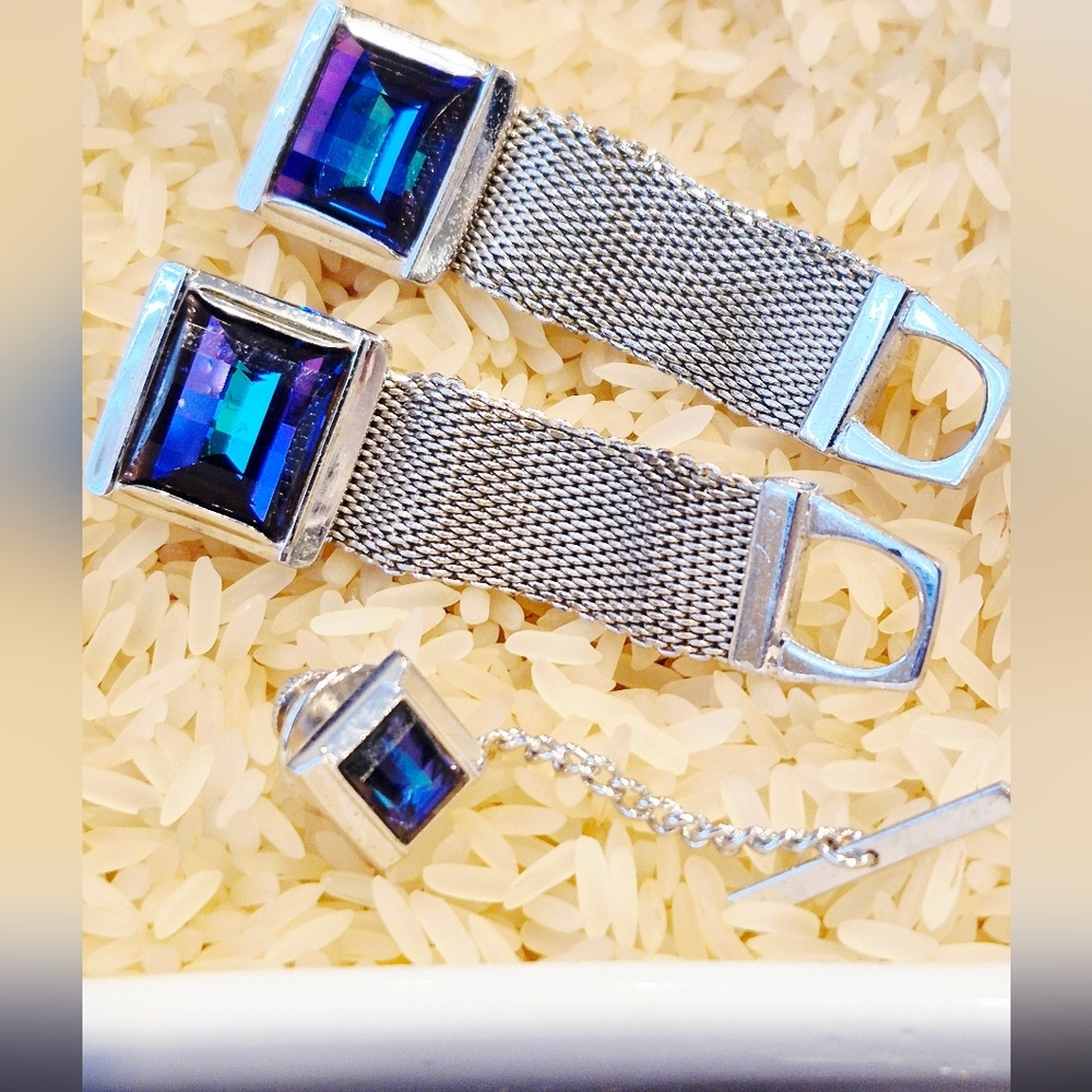 Vintage weber  Austrian crystal cuff links  and tie pin